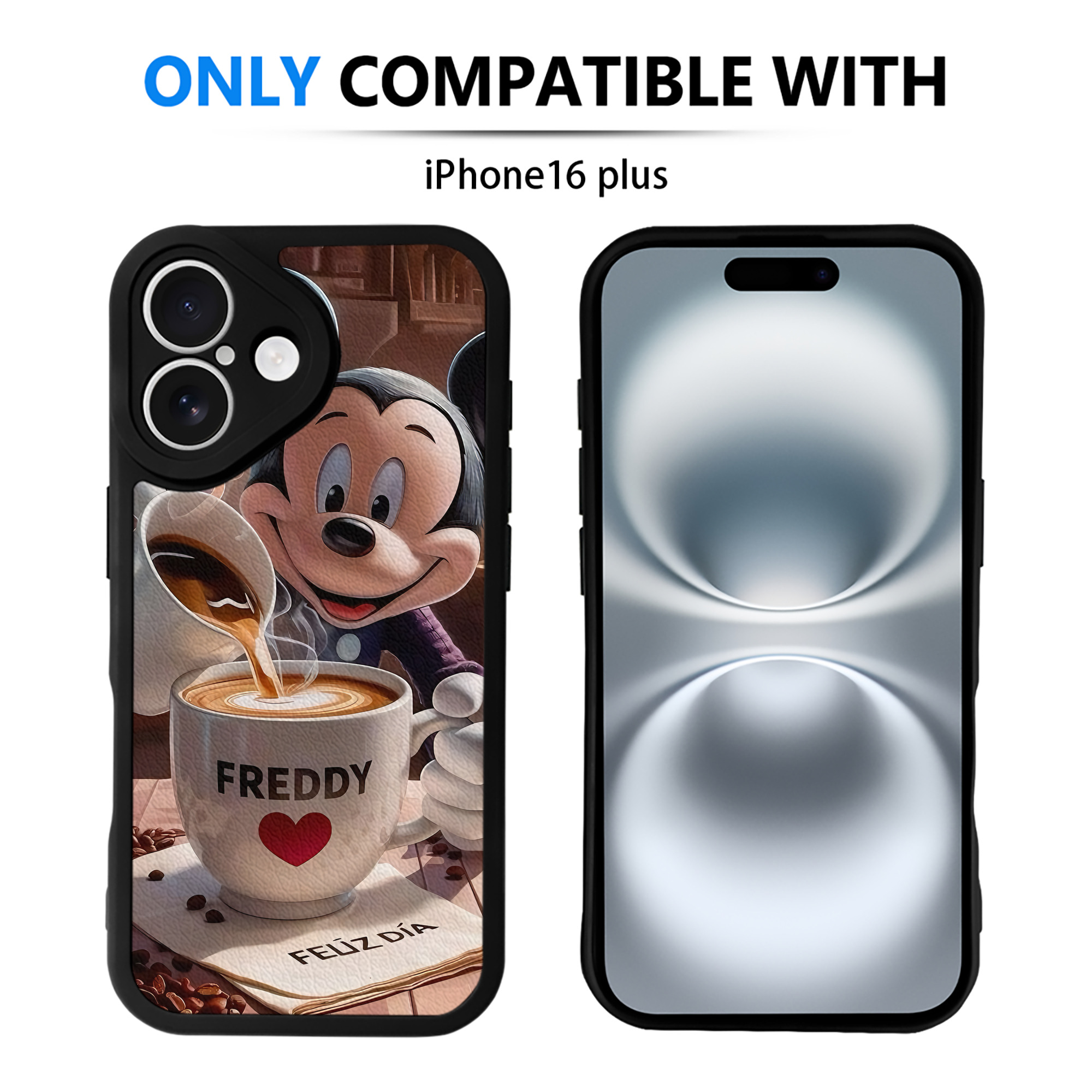 （画像用） ミッキーマウス Mickey Mouse 【iPhone 16シリーズ対応】シリコンスマホケース（レザー調） 材質：シリコン